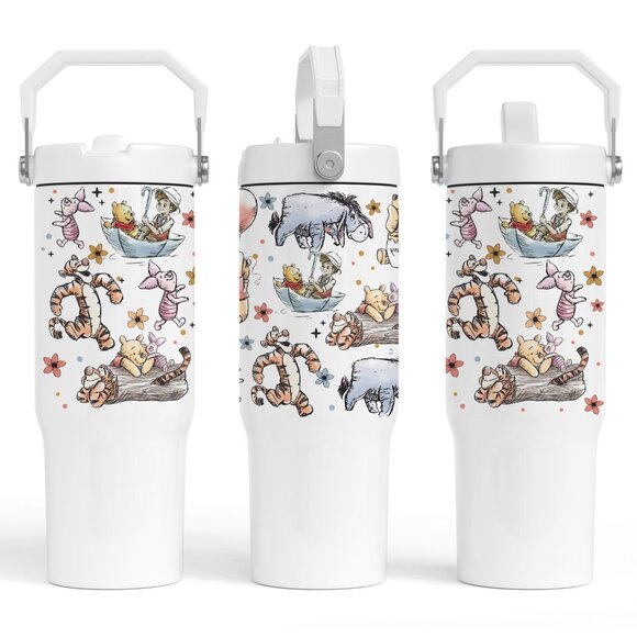 Disney Winnie the Pooh Tiger Piglet Eeyoredonkey 30oz Tumbler Flip Straw Birthda - Picture 7 of 7